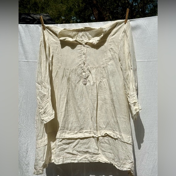 Magnolia Pearl Dresses & Skirts - Vintage Magnolia Pearl sheer linen Cream Long Sleeve Dress